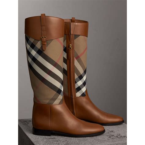 burberry two tone boots|Burberry check back boots.